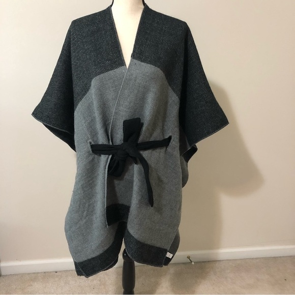 World Market Jackets & Blazers - World Market Blanket Wrap Self Tie Cape Gray